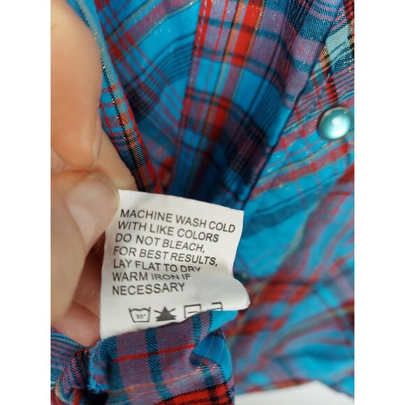 Cruel Girl Western Women's Turquoise Red Snap Casual Top Size Extra Large - Picture 7 of 10